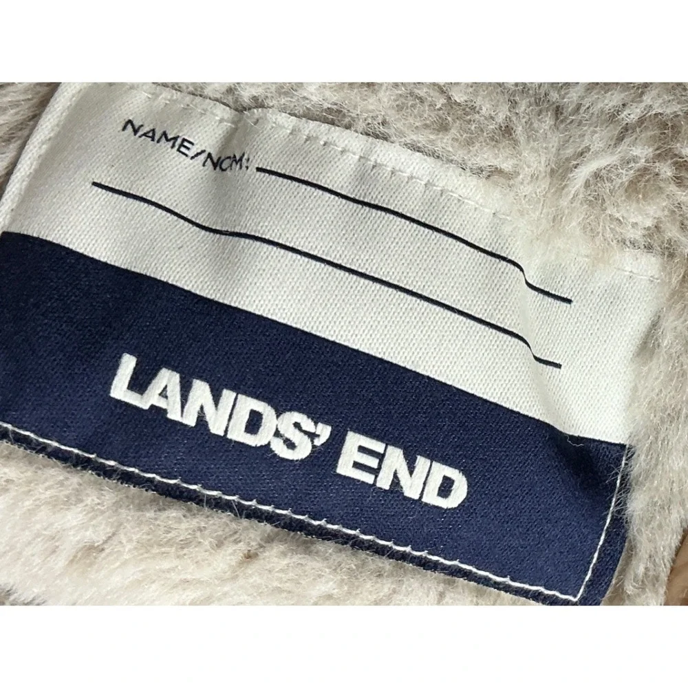 Lands' End Puffer Parka Faux Fur Hood Black Girl Small PrimaLoft Quilted Coat